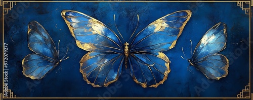 Glasstextured butterflies in Chinese art style photo