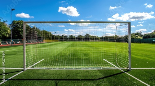 The Goal: Made up of two upright posts and a horizontal crossbar, with a net to catch the ball. The regulation size is 7.32 meters wide and 2.44 meters high. 