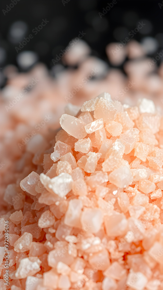 Extreme close-up of fine pink Himalayan salt crystals in powder form Extreme close-up of fine pink Himalayan salt crystals in powder form