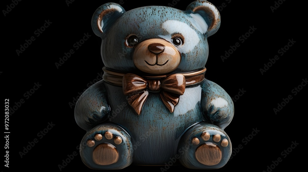 Fototapeta premium a blue teddy bear with a bow tie