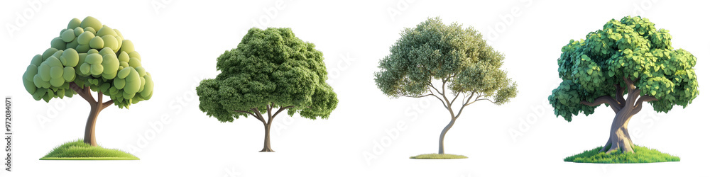 3D of a tree in a minimalist style, with a transparent background. 3D of a tree in a minimalist style, with a transparent background.