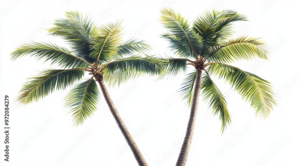 Palm Trees White Background. Palm Trees White Background.