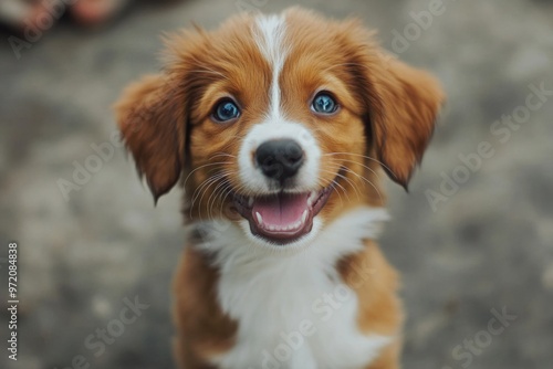 Brown and White Dog with Blue Eyes