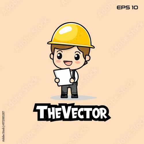 Cute Architect logo, vector, mascot, character, cartoon, illustration, eps10