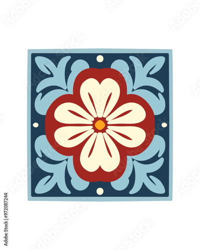 oriental ornament, ceramic tile, azulejo, portuguese tiles, vector illustration