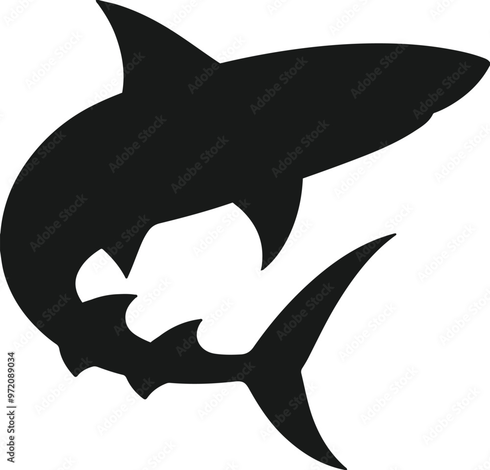 Fototapeta premium shark icon silhouette design vector art illustration.