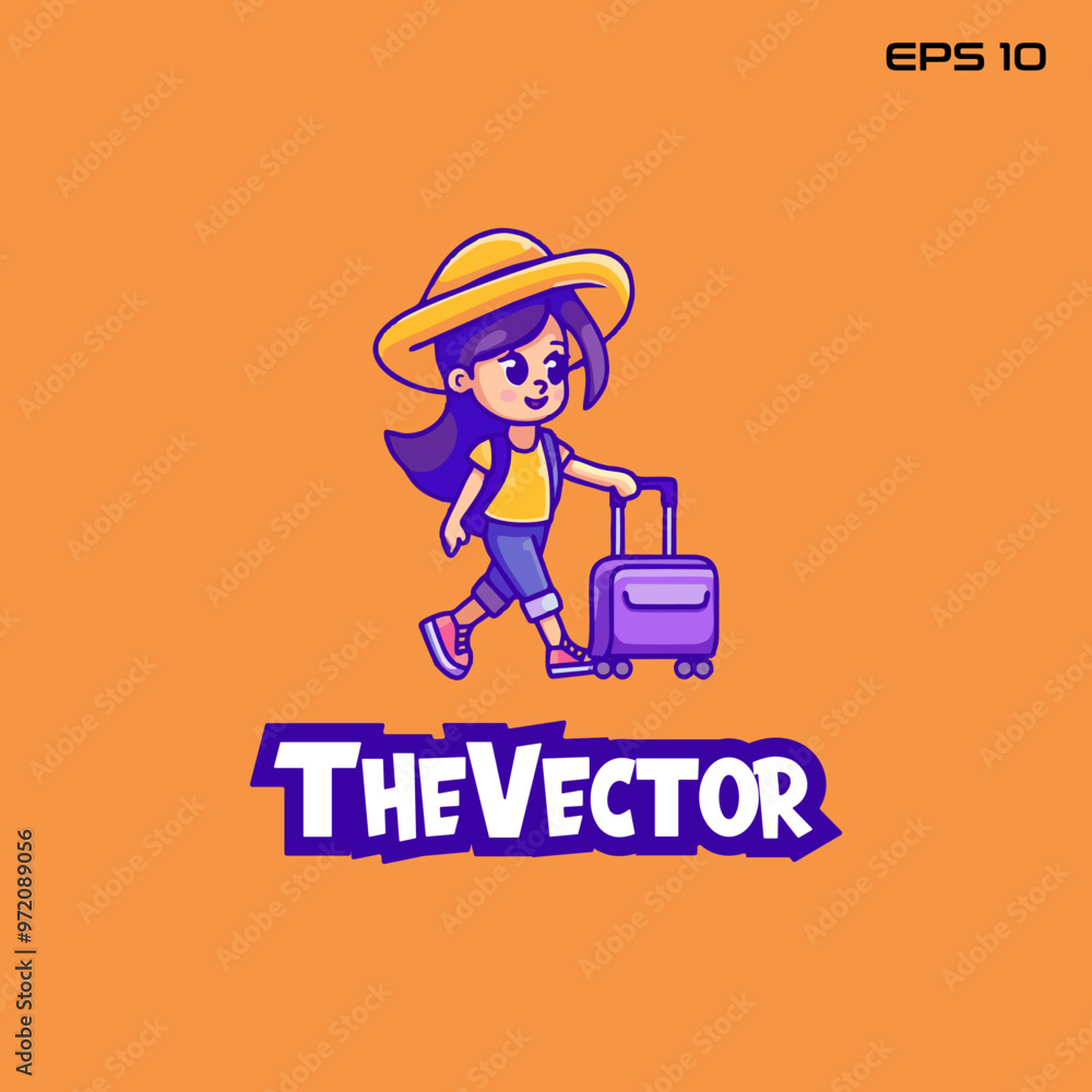 Traveler girl logo, vector, mascot, character, cartoon, illustration, eps10 Traveler girl logo, vector, mascot, character, cartoon, illustration, eps10