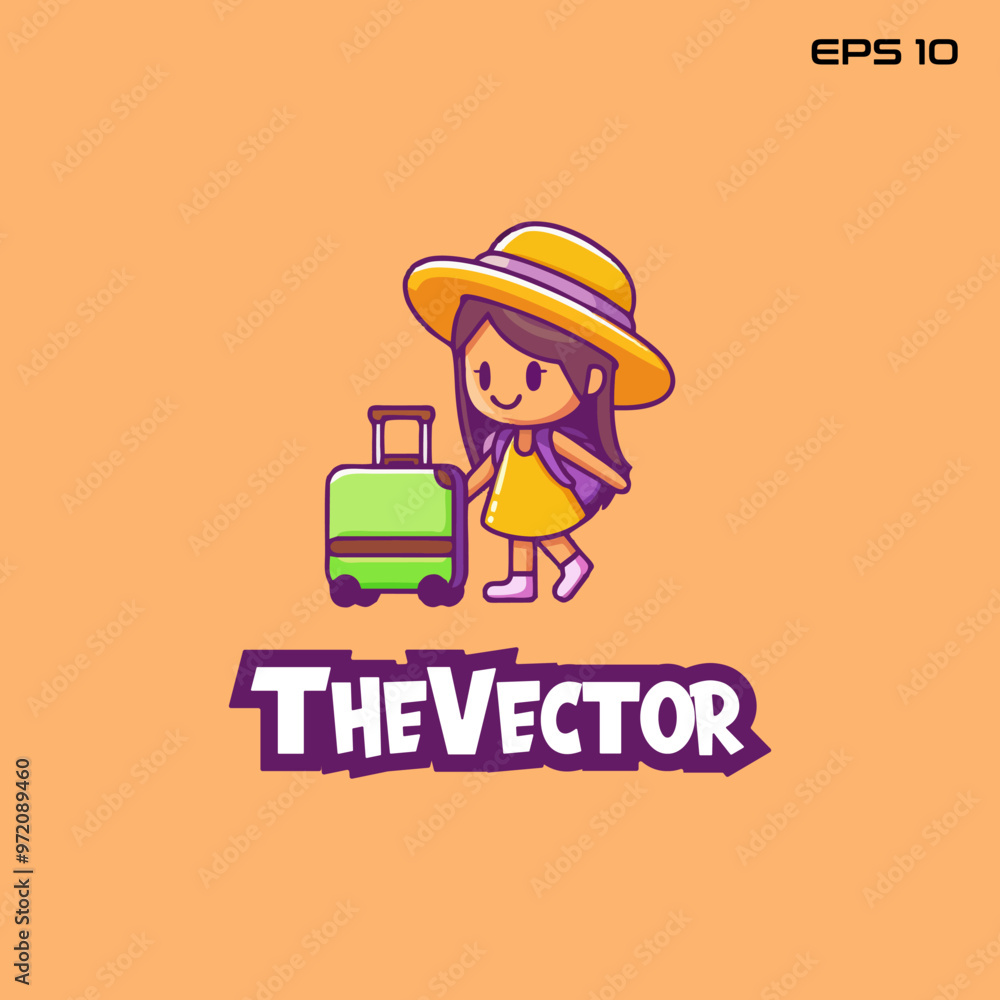 Traveler girl logo, vector, mascot, character, cartoon, illustration, eps10 Traveler girl logo, vector, mascot, character, cartoon, illustration, eps10