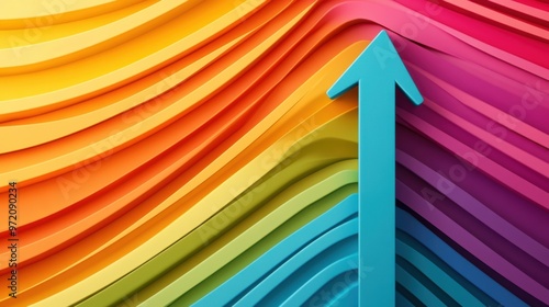 A colorful rainbow background with an arrow pointing up  AI