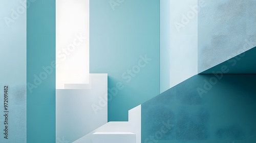 Abstract Minimalist Blue and White Geometric Shapes