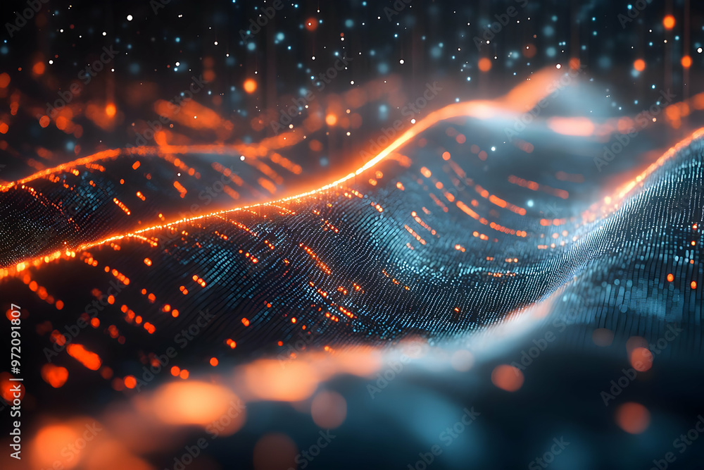 Abstract Digital Waves with Glowing Lights Abstract Digital Waves with Glowing Lights