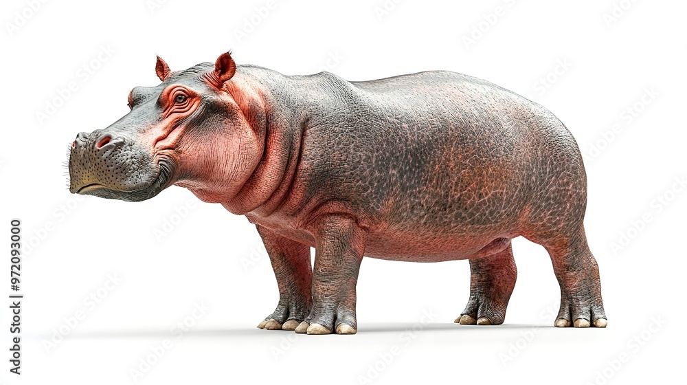 Majestic hippopotamus standing with powerful presence, cut out - stock png. Majestic hippopotamus standing with powerful presence, cut out - stock png.