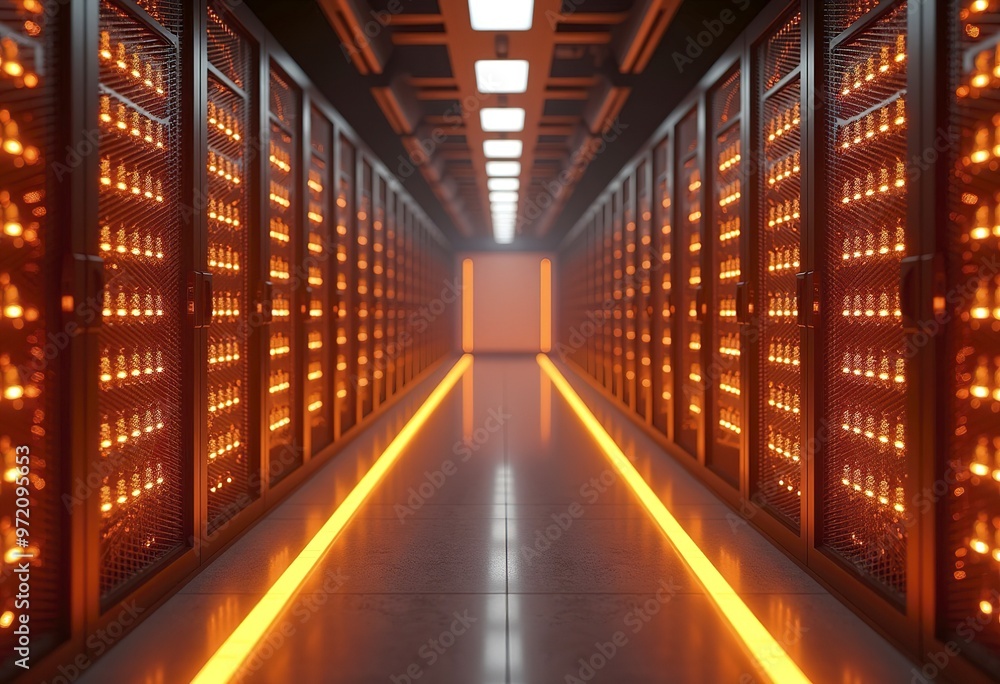 Fototapeta premium Concept of safety in a data center room with database server