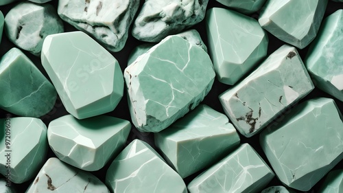 Background of mint color stones. Many pale green rocks