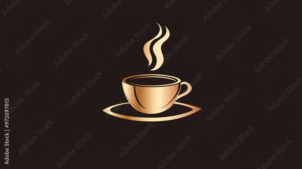 Obraz premium Logo design for a coffee shop, featuring a stylish and inviting graphic that captures the essence of a cozy café atmosphere. The logo highlights elements such as coffee cups, beans, and a warm color 