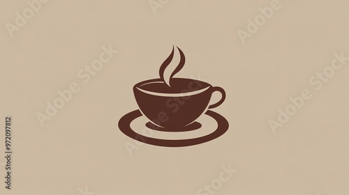  Logo design for a coffee shop, featuring a stylish and inviting graphic that captures the essence of a cozy café atmosphere. The logo highlights elements such as coffee cups, beans, and a warm color 