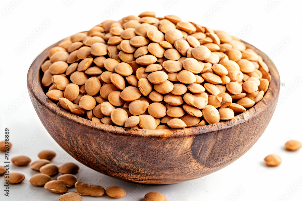 Brown Lentils in Wooden Bowl Healthy Vegan Protein Source Brown Lentils in Wooden Bowl Healthy Vegan Protein Source