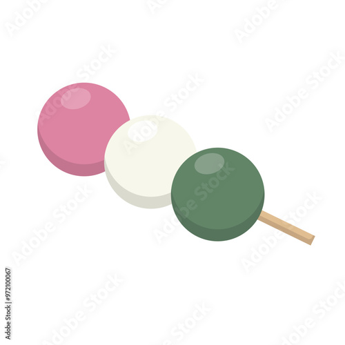 Three colour dango dumplings icon. Vector.