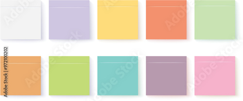 sticky notes paper. Four post note colorful paper on white background. Vector illustration