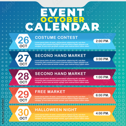 Calendar upcoming events schedule template. vector template