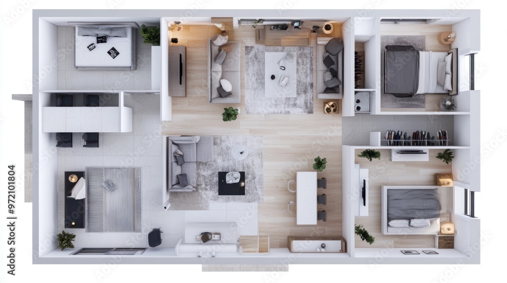 Top View of a Modern Apartment Floorplan Top View of a Modern Apartment Floorplan