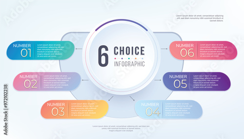 6 choice infographic diagram template. business present.