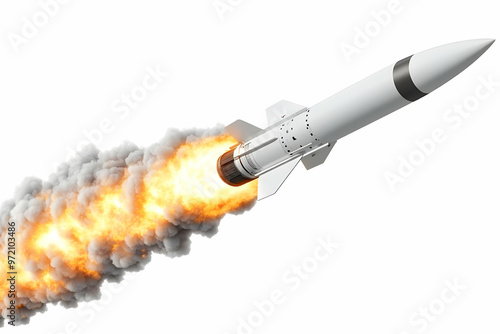 Missile Launch with Smoke and Fire photo