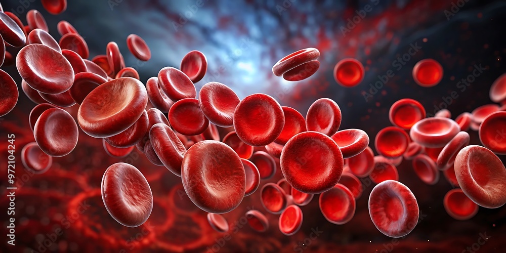 erythrocytes blood cell stream flow on dark background erythrocytes blood cell stream flow on dark background