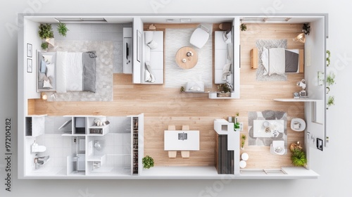 Top View of a Modern and Stylish Apartment