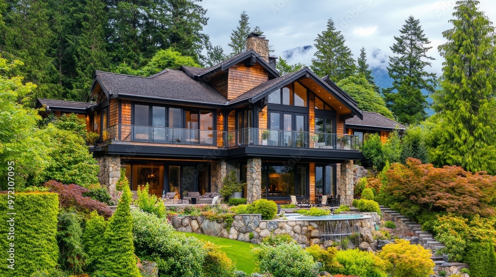 Fragment of luxury house with nice summer landscape in Vancouver, Canada Fragment of luxury house with nice summer landscape in Vancouver, Canada