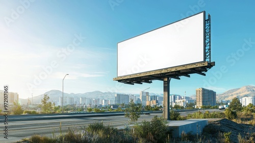 Wallpaper Mural Urban Billboard Mockup with Clear Blue Sky - Blank Canvas for Advertising Design Concept. Torontodigital.ca