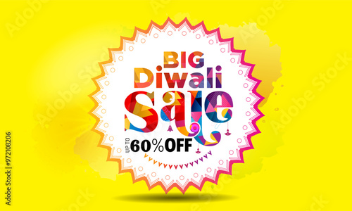 Vector illustration of Big Diwali sale, offer, deal discount concept, colorful theme logo with festive vibrant background.