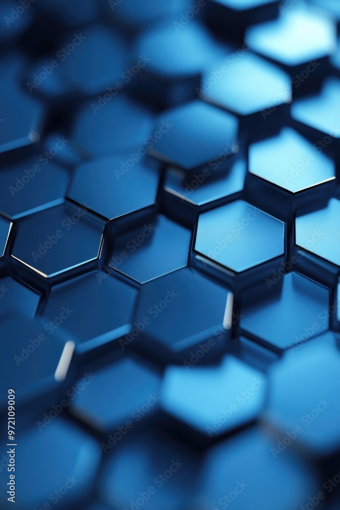 Blue Hexagons on Blue Surface Blue Hexagons on Blue Surface