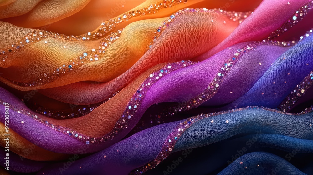 Obraz premium Macro abstract flower made of silk and gemstones sparkling in the light