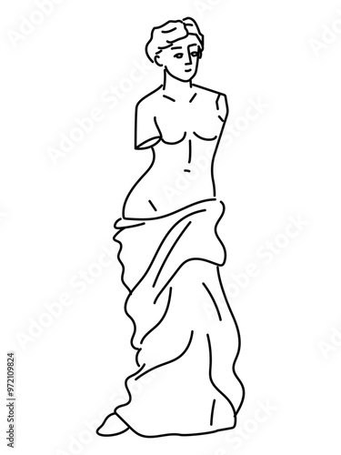 ビーナスの彫像の手描きの線画イラスト