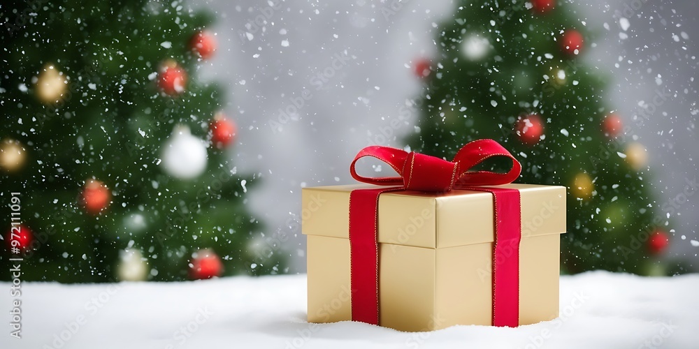 Elegant Christmas Setting with Decorated Tree, Fireplace, and Pile of Wrapped Gifts Elegant Christmas Setting with Decorated Tree, Fireplace, and Pile of Wrapped Gifts