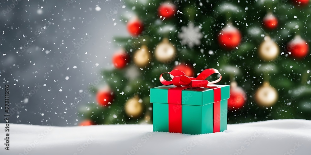 Elegant Christmas Setting with Decorated Tree, Fireplace, and Pile of Wrapped Gifts Elegant Christmas Setting with Decorated Tree, Fireplace, and Pile of Wrapped Gifts