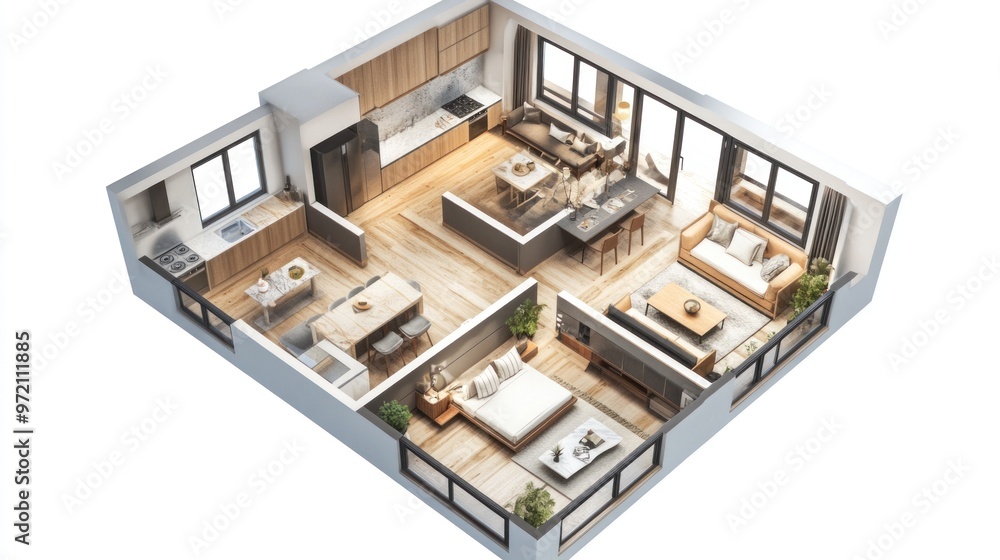 Modern Apartment Interior Design: Top View Modern Apartment Interior Design: Top View