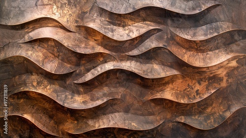 Abstract Copper Wall Art: Modern Geometric Texture Design