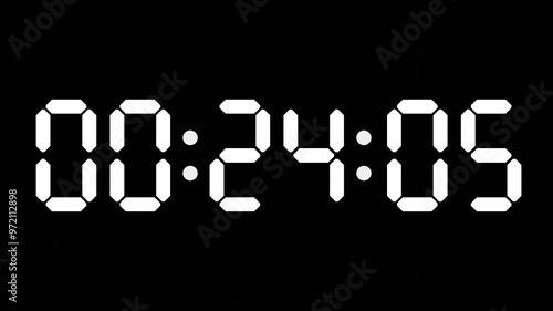 00:24 - 60 Second Full-Screen Countdown Timer with 7-Segment Display | 12:24 AM (Twelve O'Clock Twenty-Four Minutes) | Zero O'clock, Twenty-Four Minutes photo