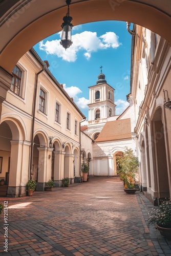 Courtyard with clock tower