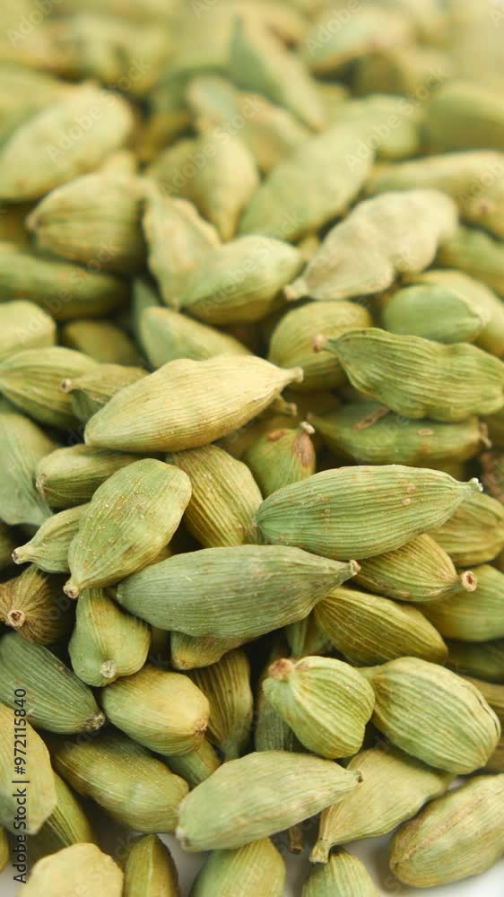 vertical shot of rotating Cardamom in a bowl vertical shot of rotating Cardamom in a bowl