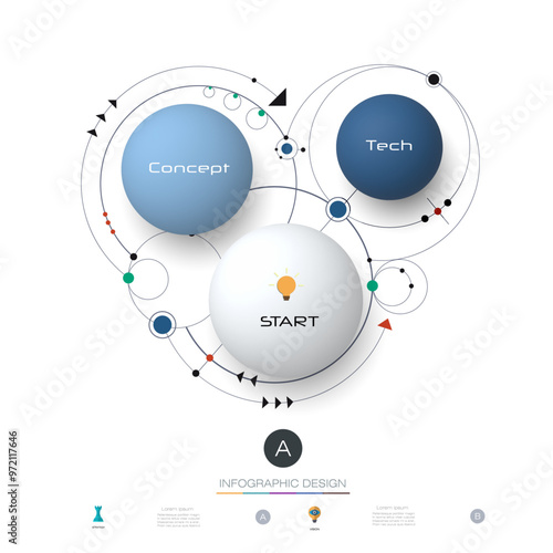 Vector illustration abstract molecules with 3D paper label- integrated circles and space for your content, business, infographic template, network and web design. Light gray color background
