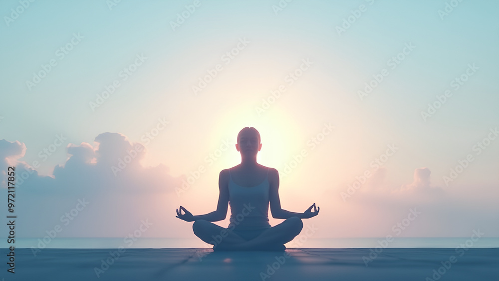 A serene and minimalist image that conveys calm and introspection In the background a soft sky in shades of blue and pink with delicate clouds symbolizing peace and tranquility a silhouette of a perso A serene and minimalist image that conveys calm and introspection In the background a soft sky in shades of blue and pink with delicate clouds symbolizing peace and tranquility a silhouette of a perso