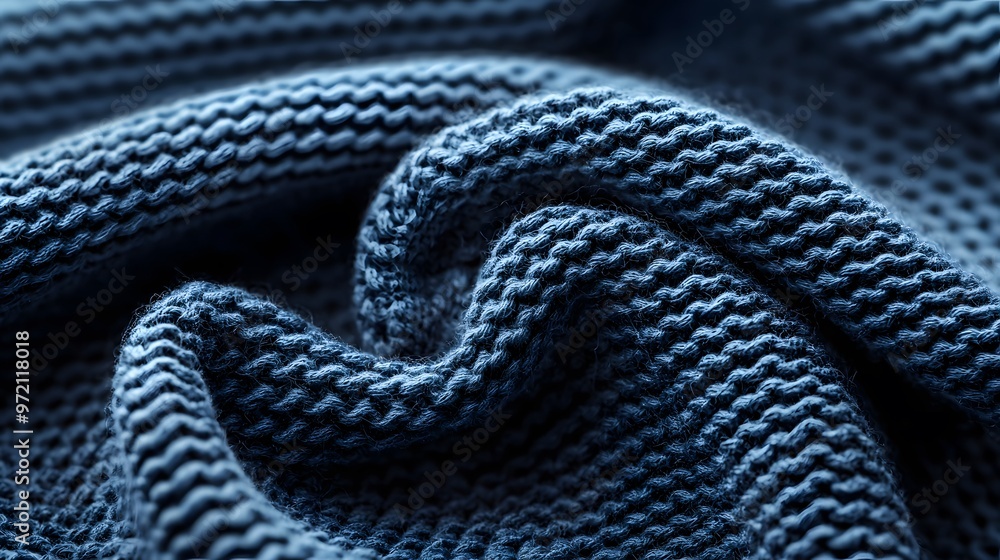 Intricate Detail of Organic Cotton Fabric Displaying Rich Textures and Deep Blue Shades in Focus Intricate Detail of Organic Cotton Fabric Displaying Rich Textures and Deep Blue Shades in Focus