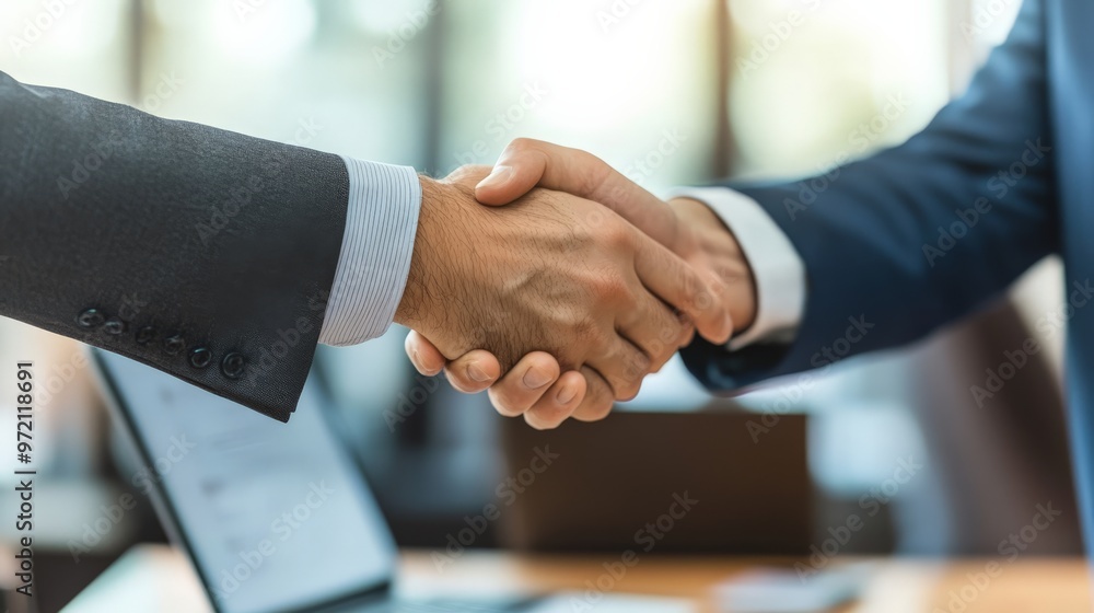 Close-up of two businesspeople shaking hands in an office setting, symbolizing partnership, agreement, and successful collaboration. Close-up of two businesspeople shaking hands in an office setting, symbolizing partnership, agreement, and successful collaboration.
