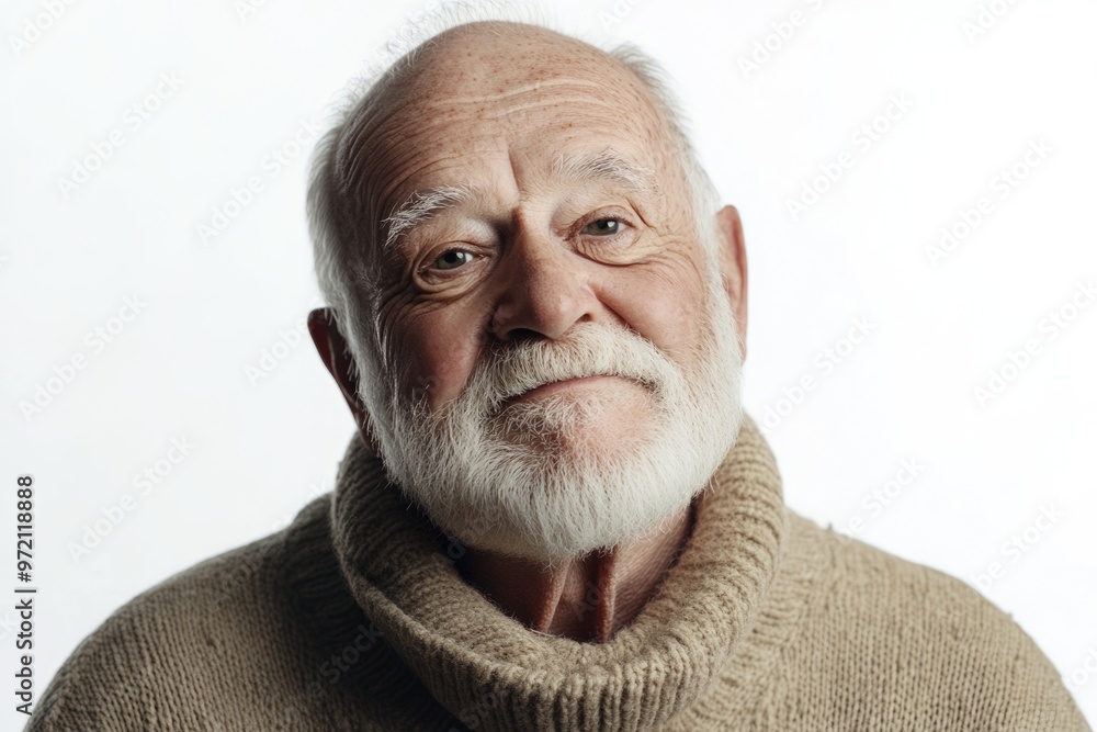 Studio portrait of smiling elderly man on white background. Studio portrait of smiling elderly man on white background.