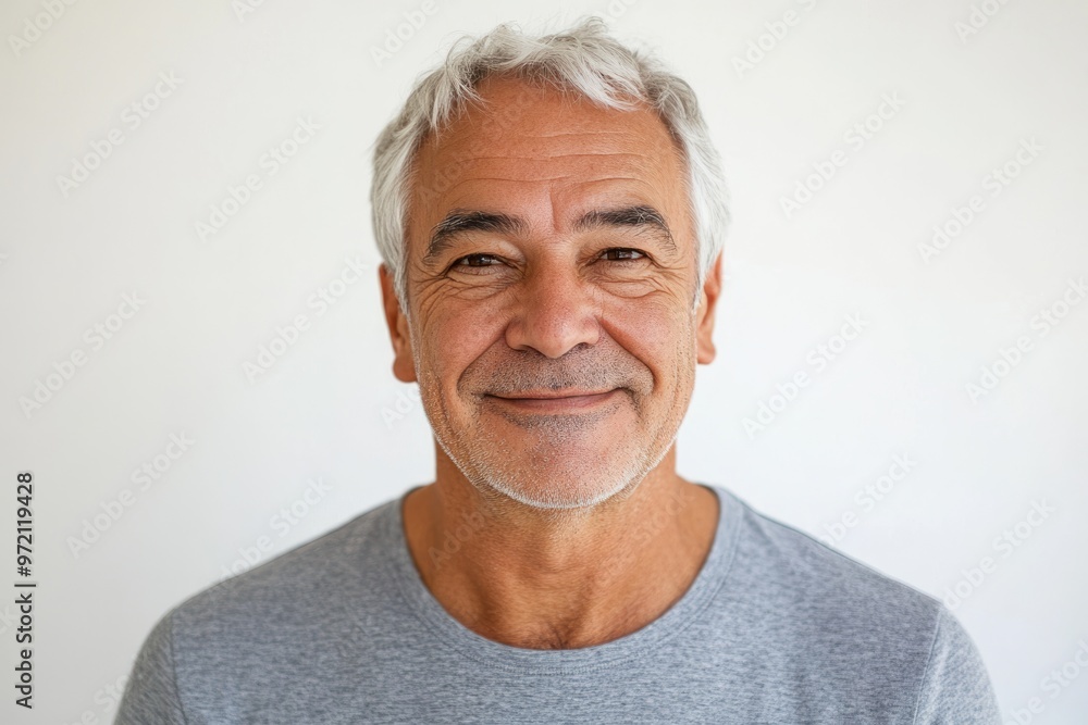 Portrait of a smiling attractive senior man looking directly at the camera with white background Portrait of a smiling attractive senior man looking directly at the camera with white background