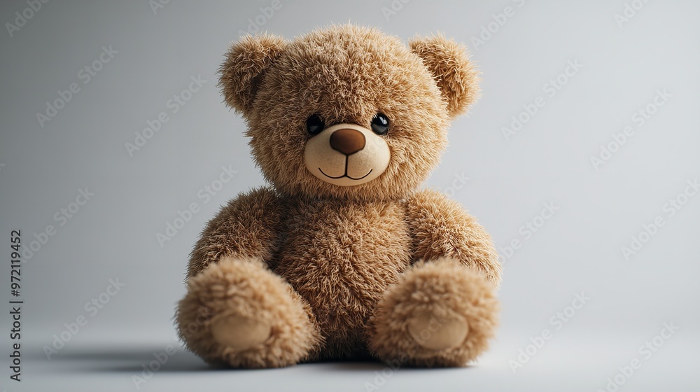 **Teddy bear with a tiny teddy bear keychain for Teddy Bear Day mockup isolated on white background **Teddy bear with a tiny teddy bear keychain for Teddy Bear Day mockup isolated on white background