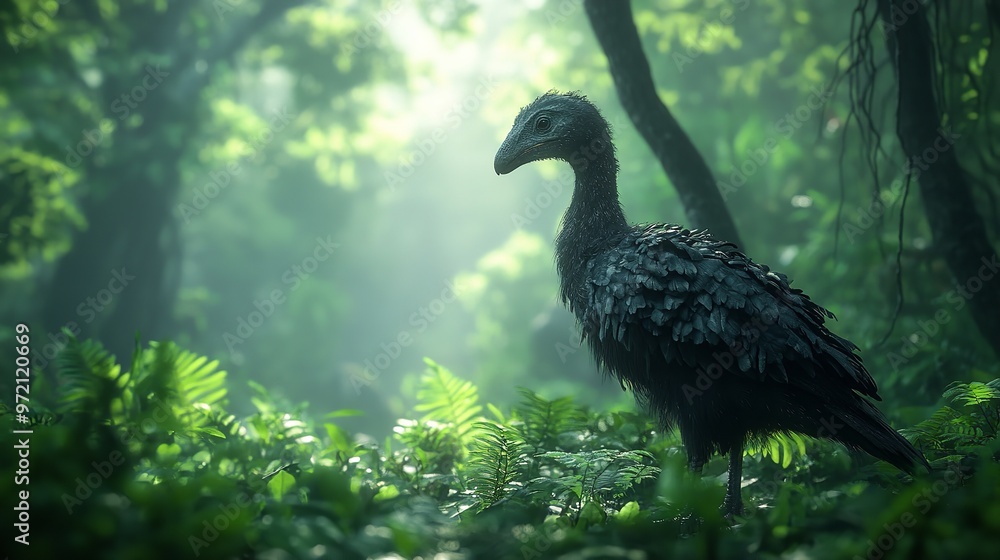 Hornbill perched in the lush greenery of the forest, showcasing the bird's striking appearance and the serene beauty of its environment. Hornbill perched in the lush greenery of the forest, showcasing the bird's striking appearance and the serene beauty of its environment.